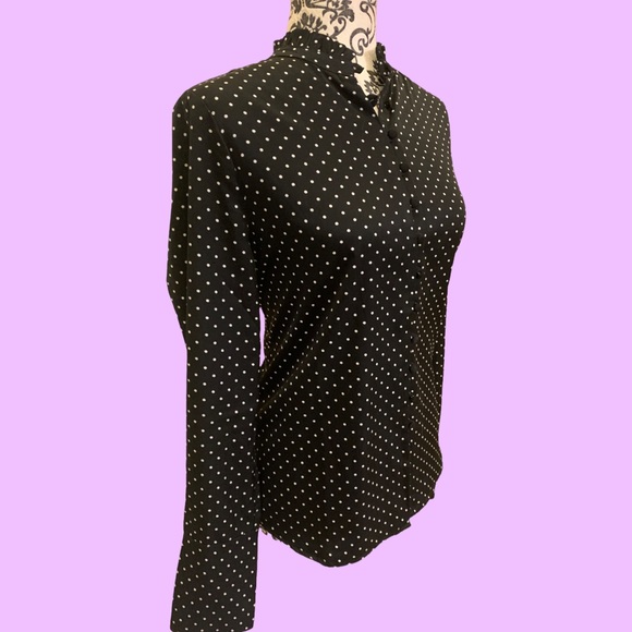 Icone Long sleeve blouse polka dot black crisp - NWOT - Picture 4 of 10